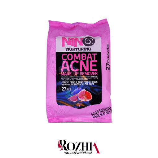 دستمال مرطوب پاک کننده آرایش نینو مدل Combat Acne بسته 27 عددی
