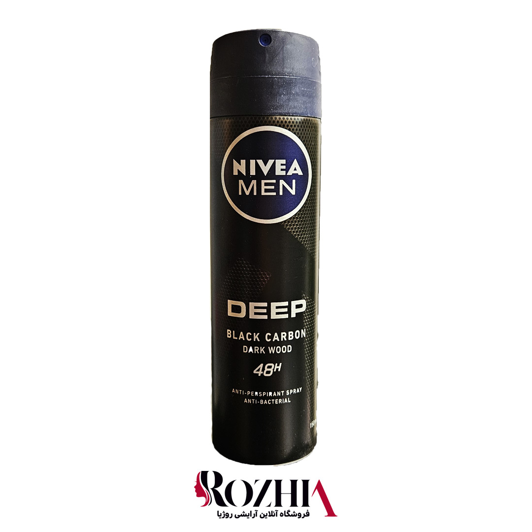 اسپری ضد تعریق مردانه نیوآ مدل Deep Black Carbon Dark Wood حجم 150 میل