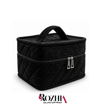 کیف آرایشی باکسی دوکاره مخمل مدل لوزی دوزی شده