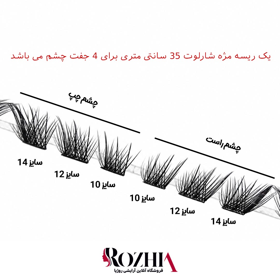 مژه ریسه ای فیشر مدل شارلوت Charlotte سایز میکس 35 سانتی متری
